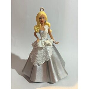 Hallmark Keepsake 2013 Holiday Barbie Ornament 25th Anniversary Silver Gown Box